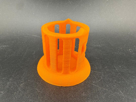 Str8 Carb Cap / Marble Stand - 3D Printed Large in bright orange color, showcasing its unique design and functionality.