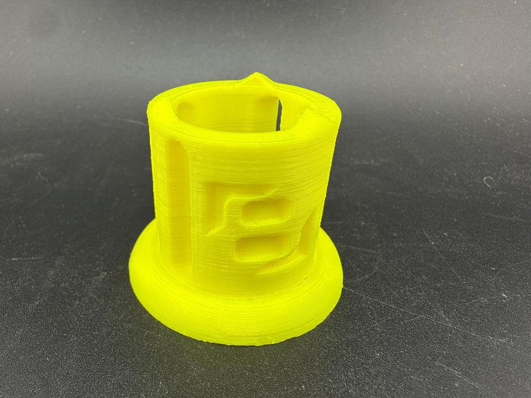 Str8 Carb Cap / Marble Stand - 3D Printed Large in bright yellow, showcasing its unique design for concentrate enthusiasts.