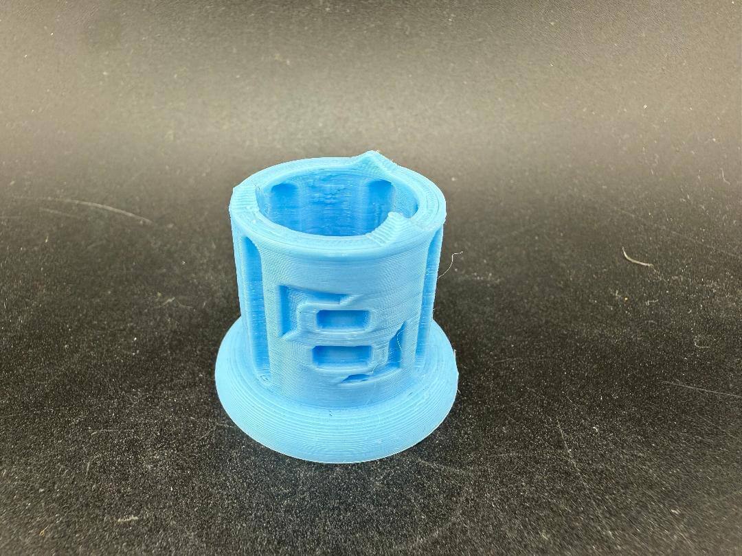 Str8 Carb Cap Stand - 3D Printed Small in blue, designed for airflow control and marble display.