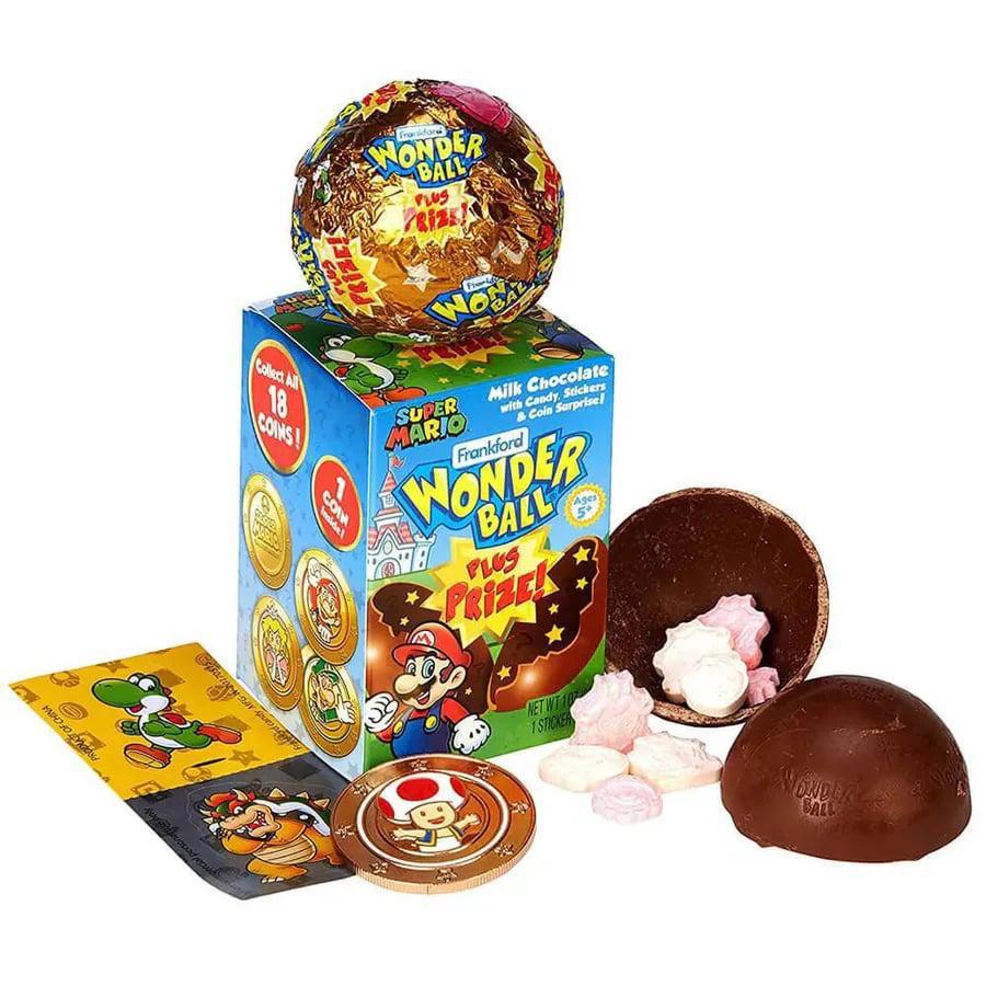 Super Mario Wonder Ball – Chocolate treat with collectible surprise and candy, featuring iconic Super Mario characters.