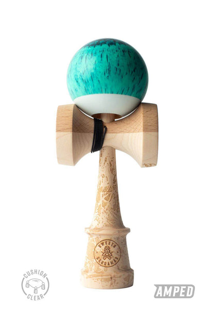 Sweets Kendama Brandon Meyer Amped Pro Model featuring blue-green tama and maple ken, designed for professional play.