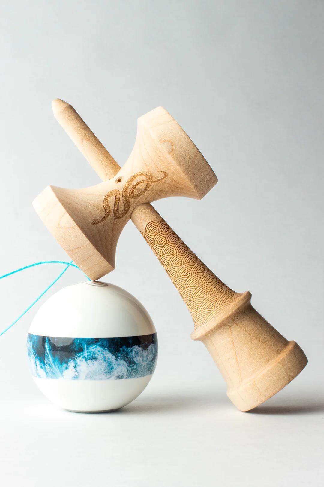 Sweets Kendama Bryson Lee Pro Model with KEN Amped Shape and Maple Balance Bevel in clear background.