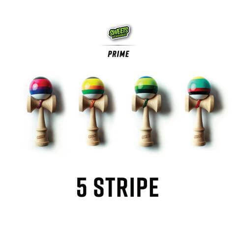 Sweets Kendama Classic 5 Stripe tamas showcasing vibrant colors and design for enhanced gameplay.