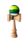 Sweets Kendama Classic 5 Stripe in Sticky Clear with green and yellow stripes for enhanced style and play.