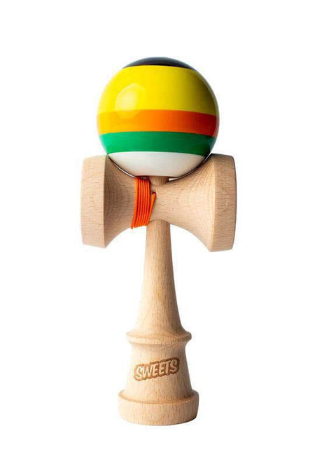 Sweets Kendama Classic 5 Stripe in Sticky Clear, designed for style and performance, featuring vibrant colors and BOOST shape.