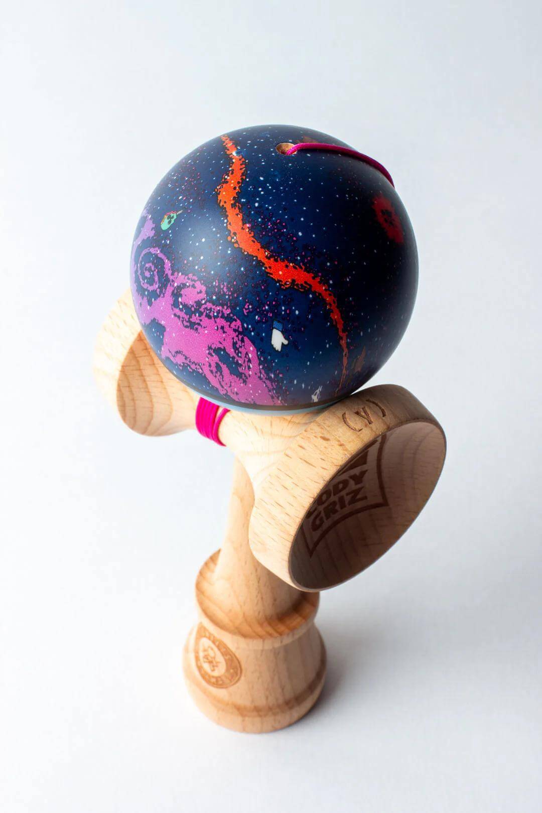 Sweets Kendama CodyGriz Legend Cushion kendama featuring a colorful space-themed ball design.