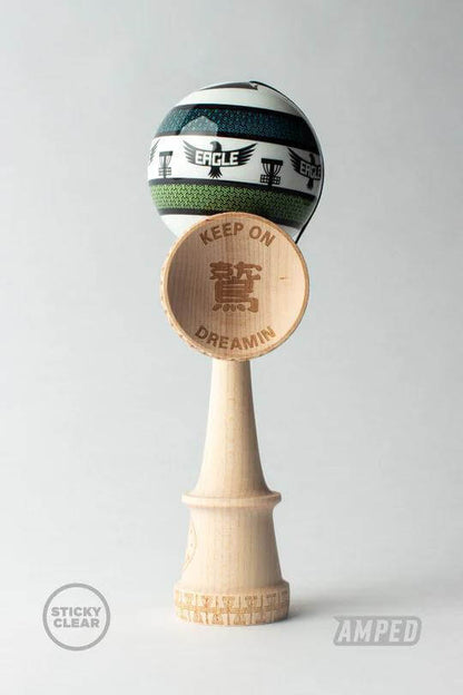 Sweets Kendama Eagle McMahon Amped with engraved base cup, showcasing Kendama's connection to Disc Golf.