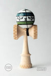 Sweets Kendama Eagle McMahon Amped kendama with striped ball and maple base for skill development and focus.