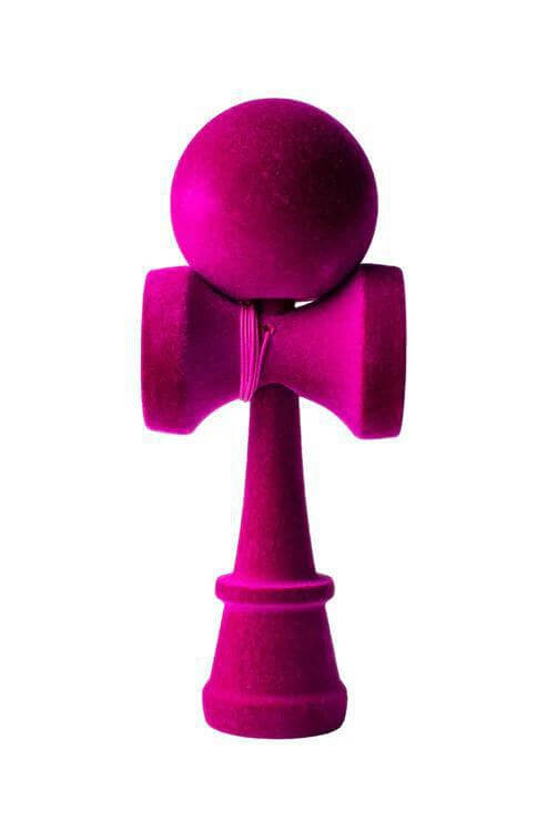 Sweets Kendama Purple Fuzzy, a velvety flocked kendama with a unique grip, perfect for collectors and play.