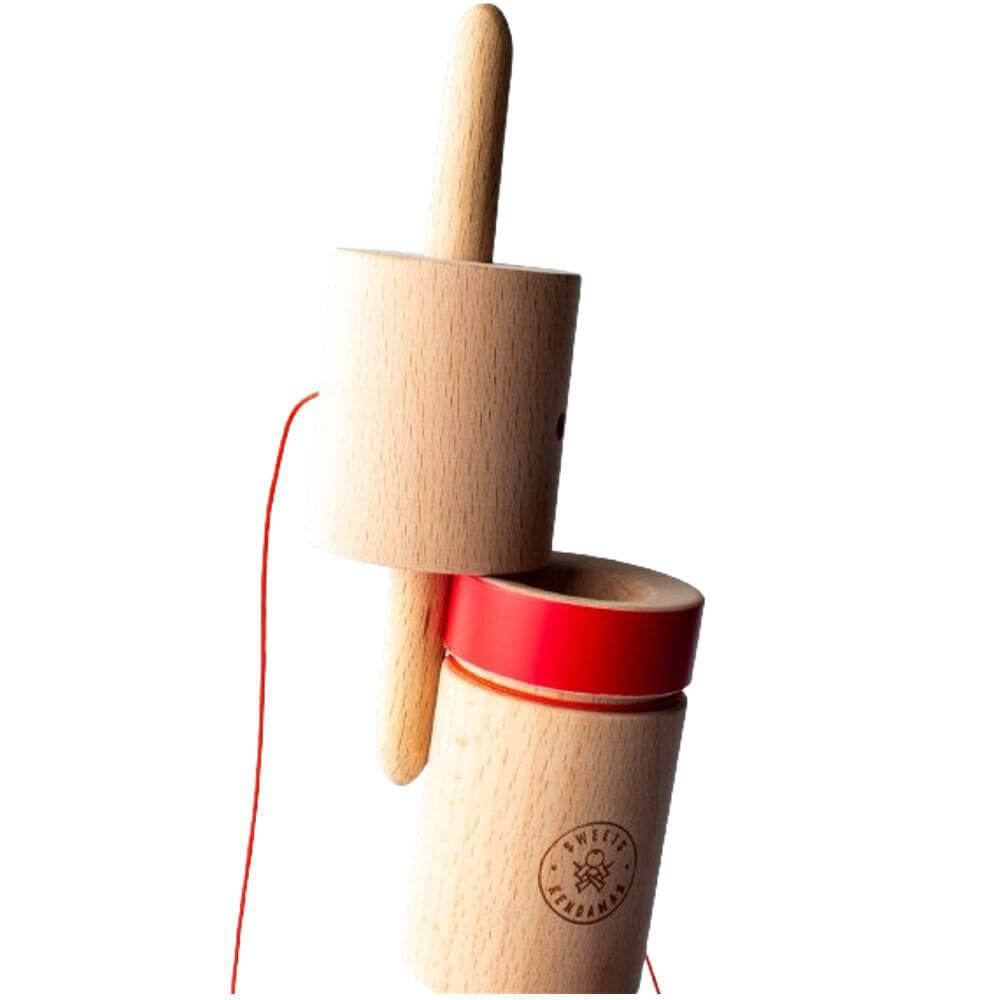 Sweets Kendama Rolling Pin skill toy featuring a wooden design with rubber painted areas for enhanced playability.
