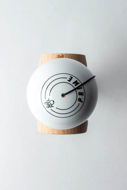 Sweets Kendama Sport Stripe Sticky Clear, top view of the kendama highlighting its sleek design and branding.