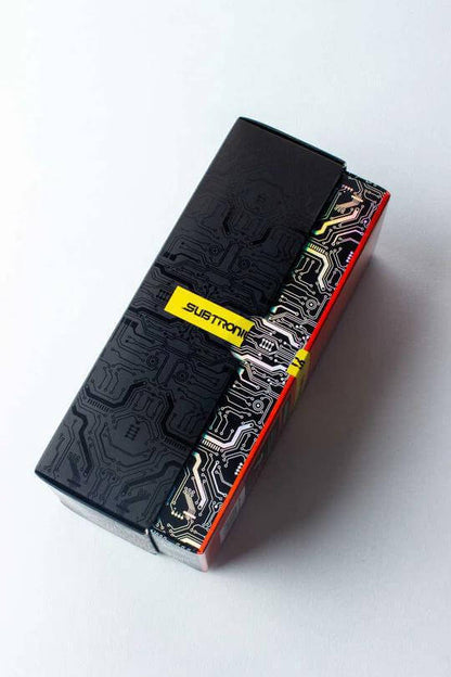 Subtronics V2 Kendama packaging design featuring unique circuit patterns and branding elements.