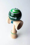 Sweets Kendama Sticky Clear V35 with serpent design and maple base, showcasing custom engravings and color patterns.