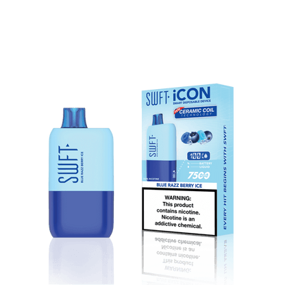 SWFT Icon 7k Disposable Vape with Blue Razz Berry Ice flavor and sleek design for ultimate vaping satisfaction.