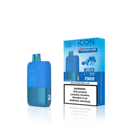 SWFT Icon 7k Disposable Vape in Blue Razz Roll Up flavor with ceramic coil design for smooth vaping.