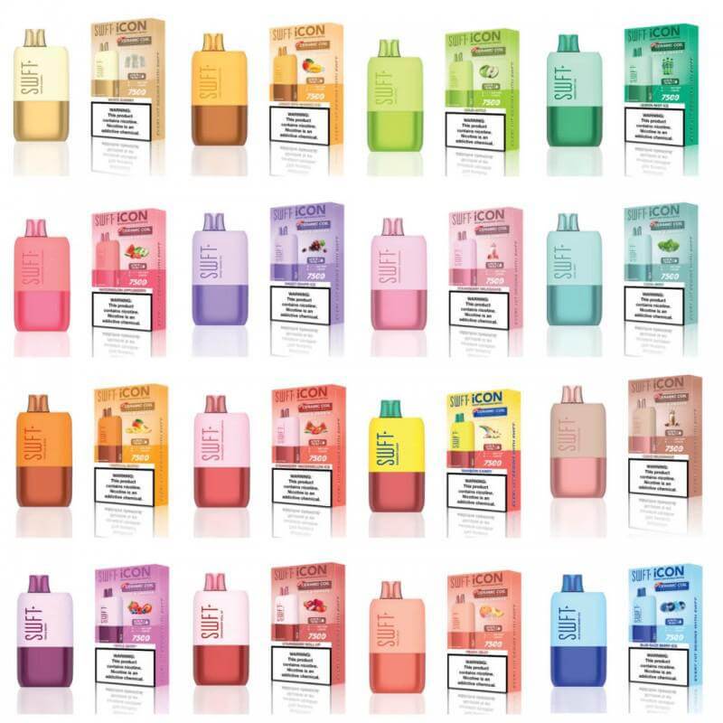 SWFT Icon 7k Disposable Vape collection featuring colorful flavors and sleek designs.