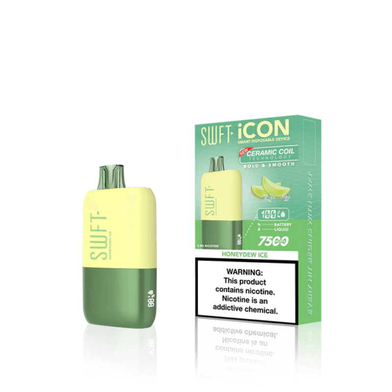 SWFT Icon 7k Disposable Vape Honeydew Ice flavor with sleek design and rechargeable battery.