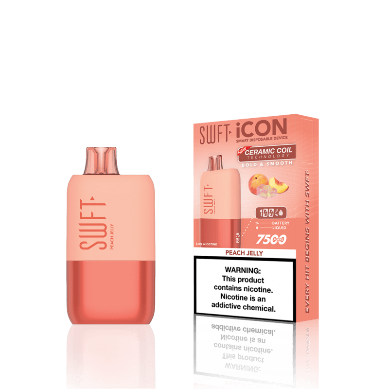 SWFT Icon 7k Disposable Vape in Peach Jelly flavor, designed for a smooth and long-lasting vaping experience.