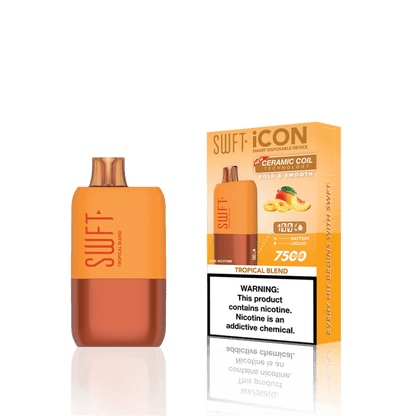 SWFT Icon 7k Disposable Vape in Tropical Blend flavor with packaging, offering 7000 puffs of smooth vaping satisfaction.