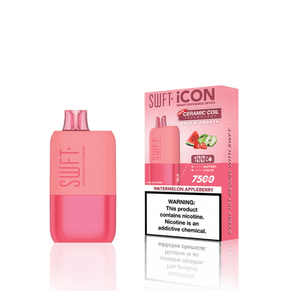 SWFT Icon 7k Disposable Vape in Watermelon Appleberry flavor, featuring a sleek design and 7000 puffs.