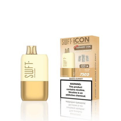 SWFT Icon 7k Disposable Vape featuring White Gummy flavor and rechargeable battery for premium vaping.