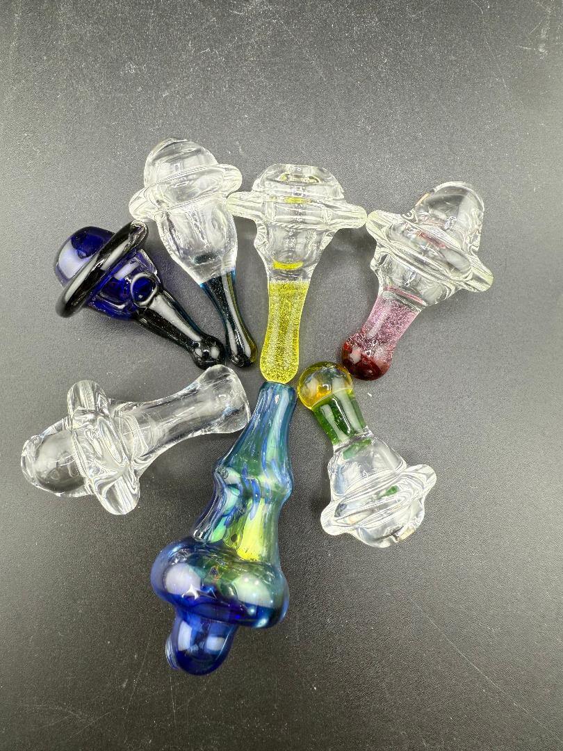 Taco Glass Directional Cap collection showcasing various colorful and clear designs for enhanced vapor control.