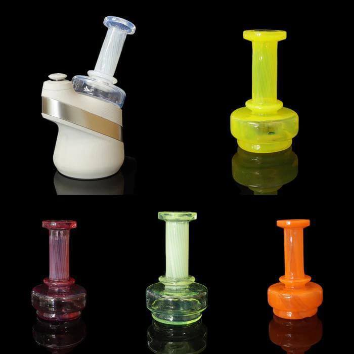 Tokr Glass Puffco Peak / Peak Pro Dry Top Glass Replacment - Full Color in various colors on a black background.