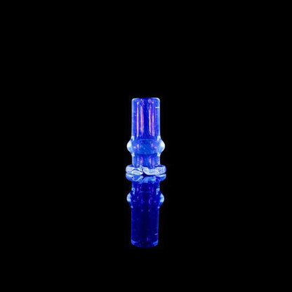 Tokr Glass Puffco Pivot Tip Glass Replacement Mouth Piece in blue color on a black background