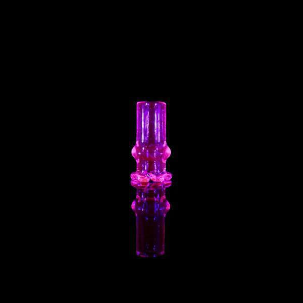 Tokr Glass Puffco Pivot Tip Glass Replacement Mouth Piece in vibrant pink color with reflective surface.