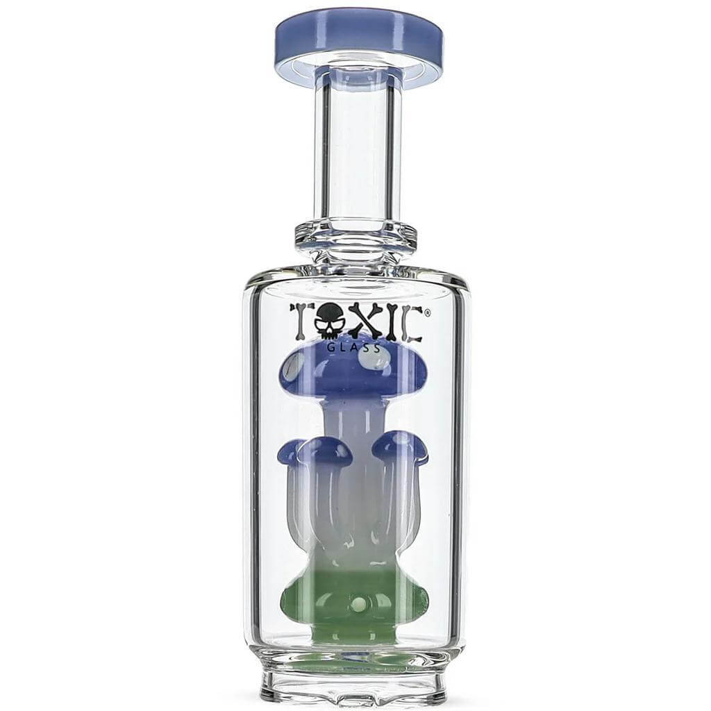 Toxic Glass Mushroom Carta 2 Topper, a splash-free glass attachment for dabbing with aesthetic appeal and great performance.