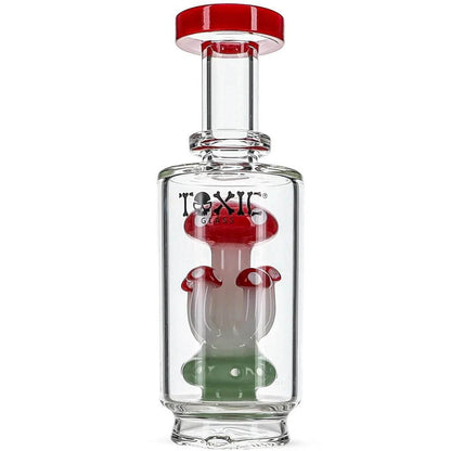 Toxic Glass Mushroom Topper for Carta 2 with vibrant red accents, enhancing dabbing with splash-free design.