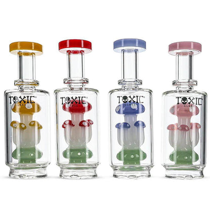 Toxic Glass Mushroom Carta 2 toppers in four vibrant colors for enhanced dabbing experience and style.