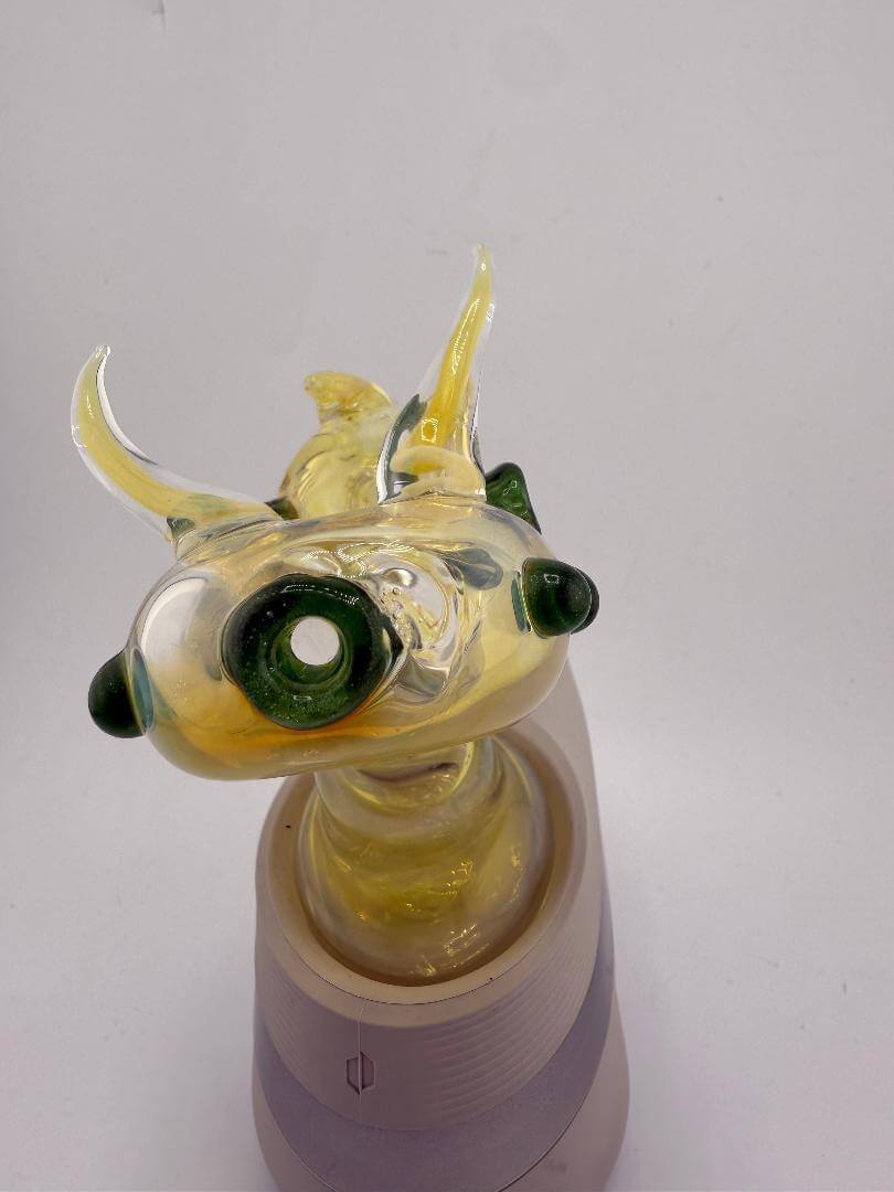 Tuck Glass Dinosaur Puffco Peak Pro Replacement Glass, handcrafted in Spokane, featuring a playful dinosaur design.