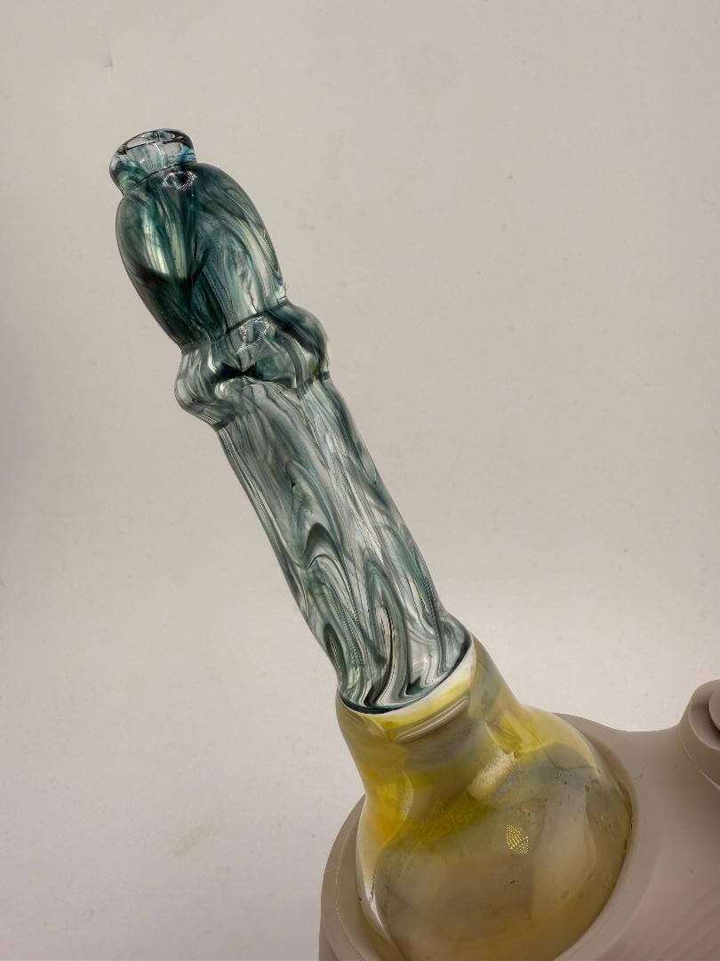 Handcrafted Tuck Glass fumed and teal scribble tech replacement dry top for Puffco Peak Pro.