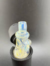 Handcrafted Tuck Glass Puffco Pivot Glass Replacement Top in blue and yellow inside a Puffco Peak Pro.