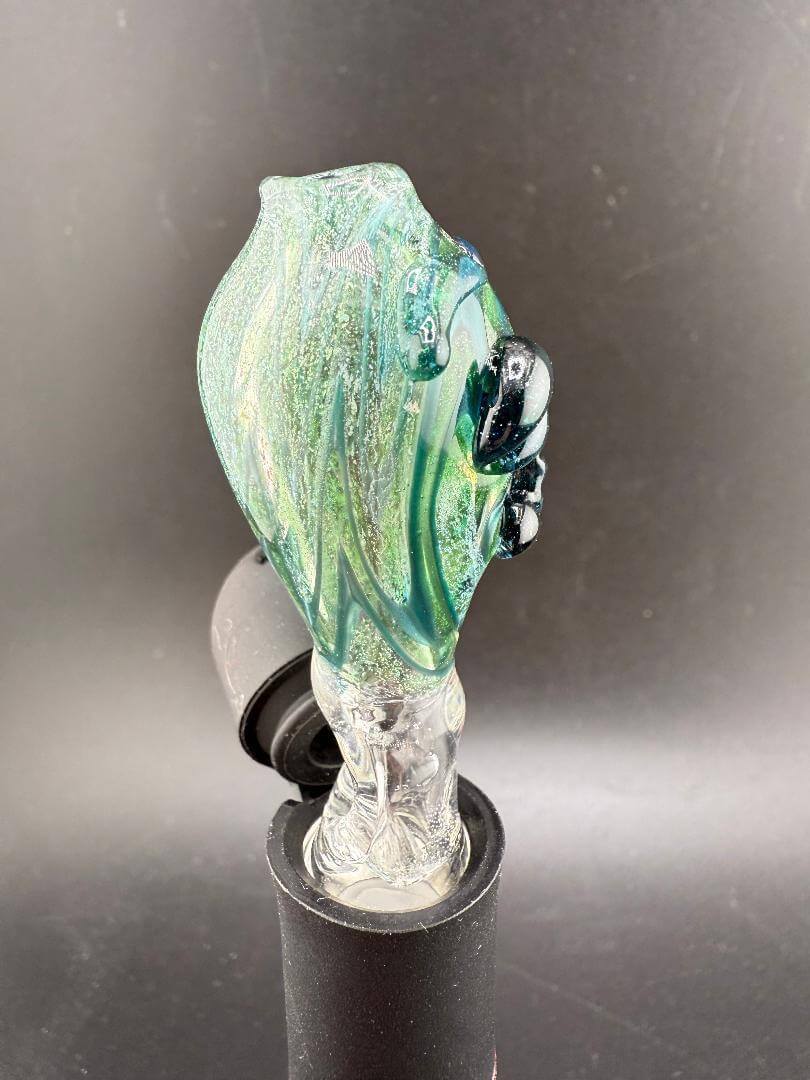 Tuck Glass Puffco Pivot top in green and blue, handcrafted in Spokane, WA, designed for optimal vaping experience.