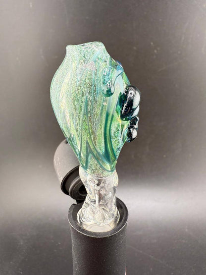 Tuck Glass Puffco Pivot top in green and blue, handcrafted in Spokane, WA, designed for optimal vaping experience.