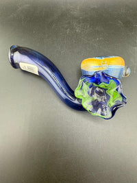 Tuck Glass Sherlock Pipe - Cobalt w/ Fume & Floral Attachment showcasing deep cobalt body with floral attachment.