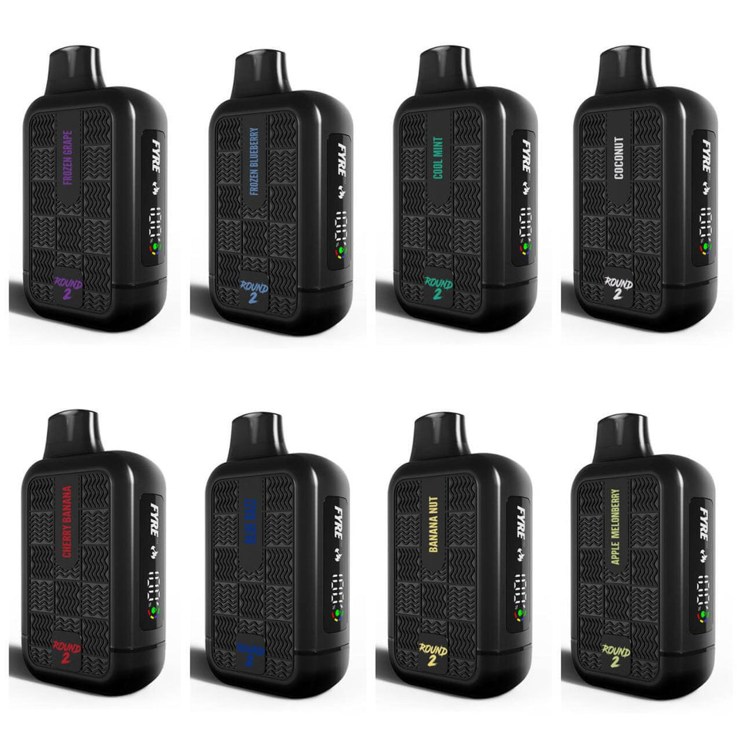 Collection of Tyson 2.0 Round 2 Disposable vapes in various flavors and colors for a vibrant vaping experience.