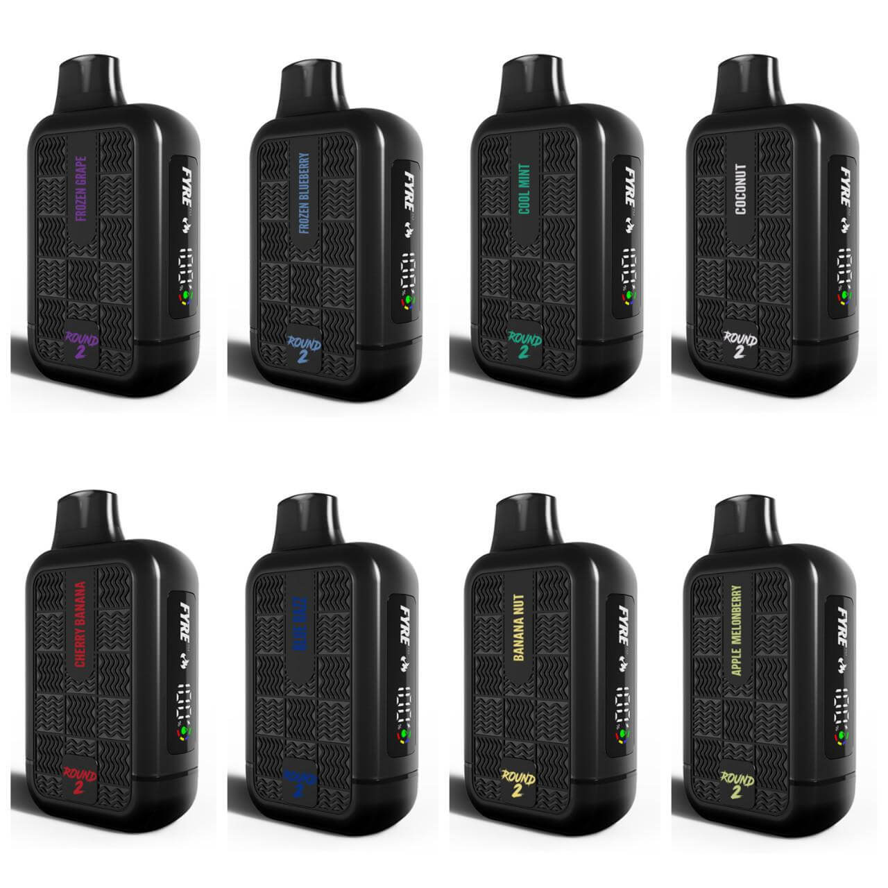 Collection of Tyson 2.0 Round 2 Disposable vapes in various flavors and colors for a vibrant vaping experience.