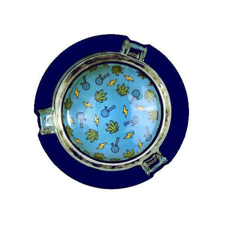 Ugly House 3" Ashtray - Pixel Art featuring colorful designs on a blue background.