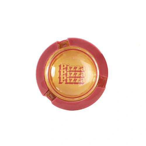 Ugly House 3" Ashtray - Pizza Pizza Pizza, a bold silicone-lined glass ashtray for compact spaces.