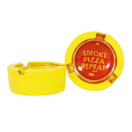 Ugly House 3" Ashtray - Smoke Pizza Repeat with yellow design and bold text.