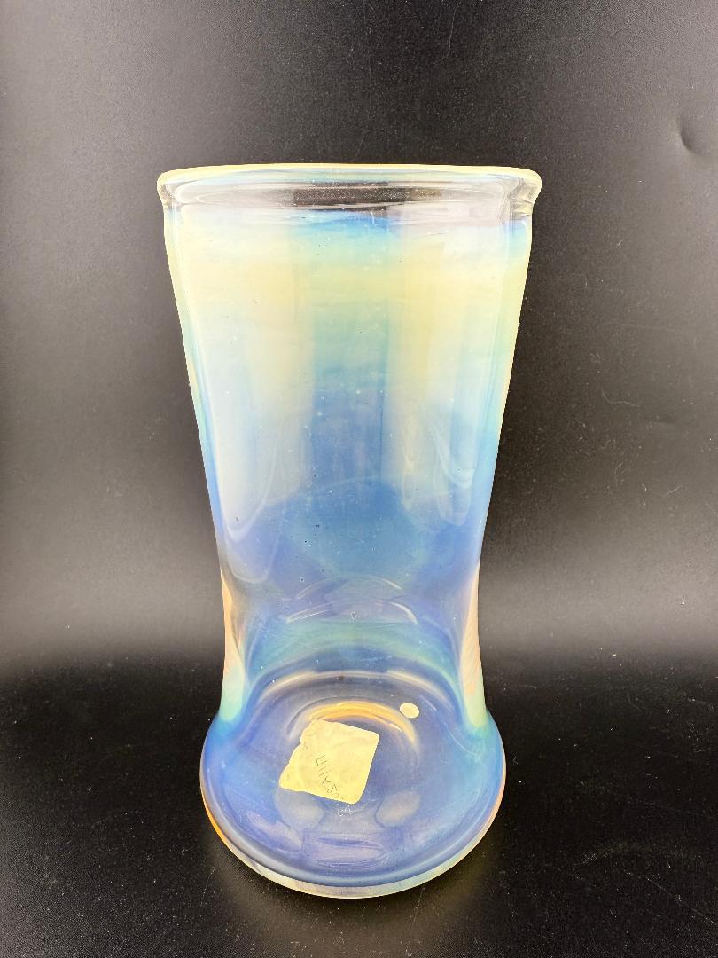 Unknown American Artist 16oz Fumed Cup showcasing vibrant fumed glass and unique color patterns.