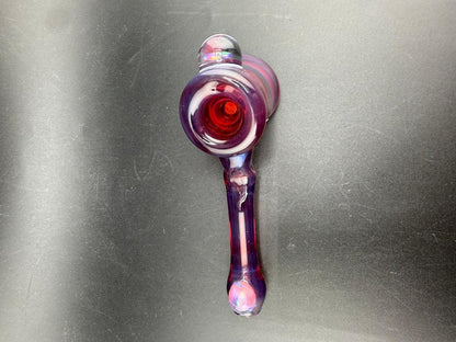 Unknown Artist Hammer Pipe - Amber Purple w/ 2 Opal Encasements showcasing a rich colorway and artistic design.