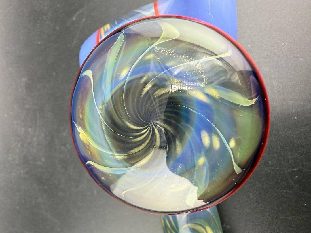 Unknown Artist Hammer Pipe - Light Blue Space w/ Large Pendant top view showcasing intricate swirling design