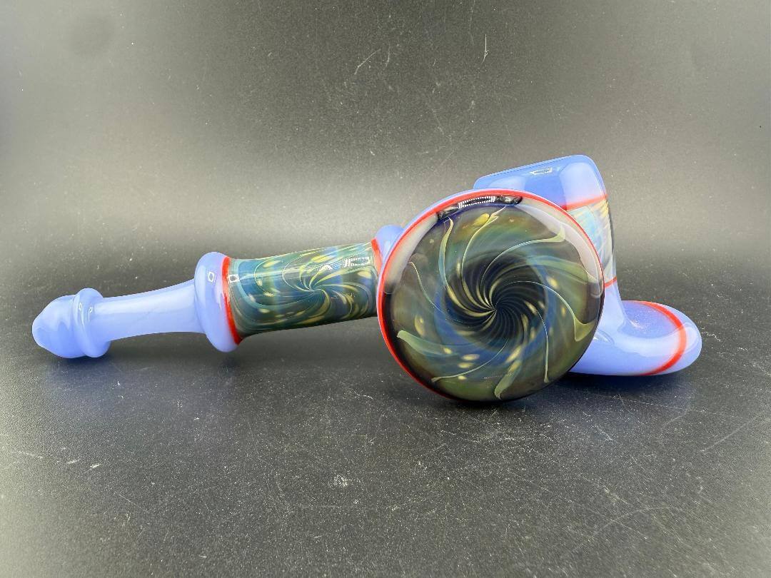 Unknown Artist Hammer Pipe - Light Blue Space w/ Large Pendant showcasing vibrant colors and unique design.