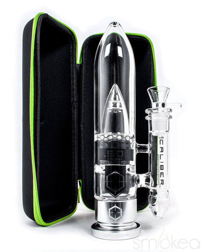.50 Caliber Glass Bong in a protective case, showcasing precision craftsmanship and bold design.