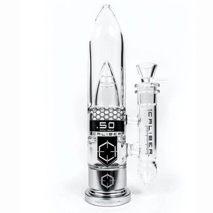 US Caliber .50 Caliber Glass Bong showcasing precision craftsmanship and sleek design.