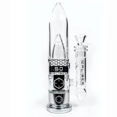 US Caliber .50 Caliber Glass Bong showcasing precision craftsmanship and sleek design.